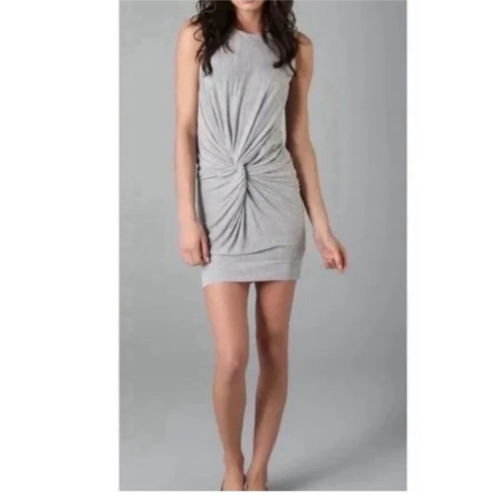 Knot-Front Sleeveless Mini Dress - Light Gray
